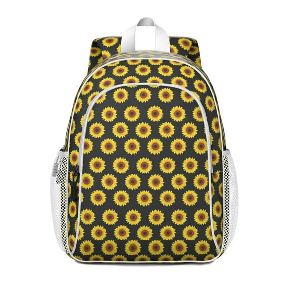 Black Sunflower Backpack for School,Cute School Bag,Schoolbag with Adjustable Shoulder Straps & Padded Back,15"x11.42"x5.5"