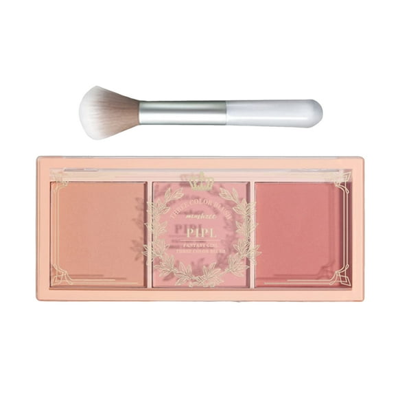3-Color Matte Blush Palette with Blush Brush - Natural Nude, Milk Tea & Orange Shades for Daily Makeup, Long-Lasting Pigment, Lightweight Silky Texture, Suitable for All Skin Tones, Student-Friendly