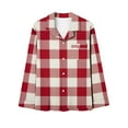 thumbnail image 6 of Diufon 2 Piece Sleepshirt Suits for Women Plaid Pajamas Set Wide Leg Nightwear Pant with Lapel Shirt Top (Medium, Red), 6 of 6