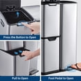 thumbnail image 6 of 16 Gal Kitchen Trash Can with Lid, Triple Compartment Stainless Steel Garbage Can with Foot Pedal and Removable Inner Bucket, Trash and Recycle Bin Combo for Bathroom Home Office, Silver, 6 of 7