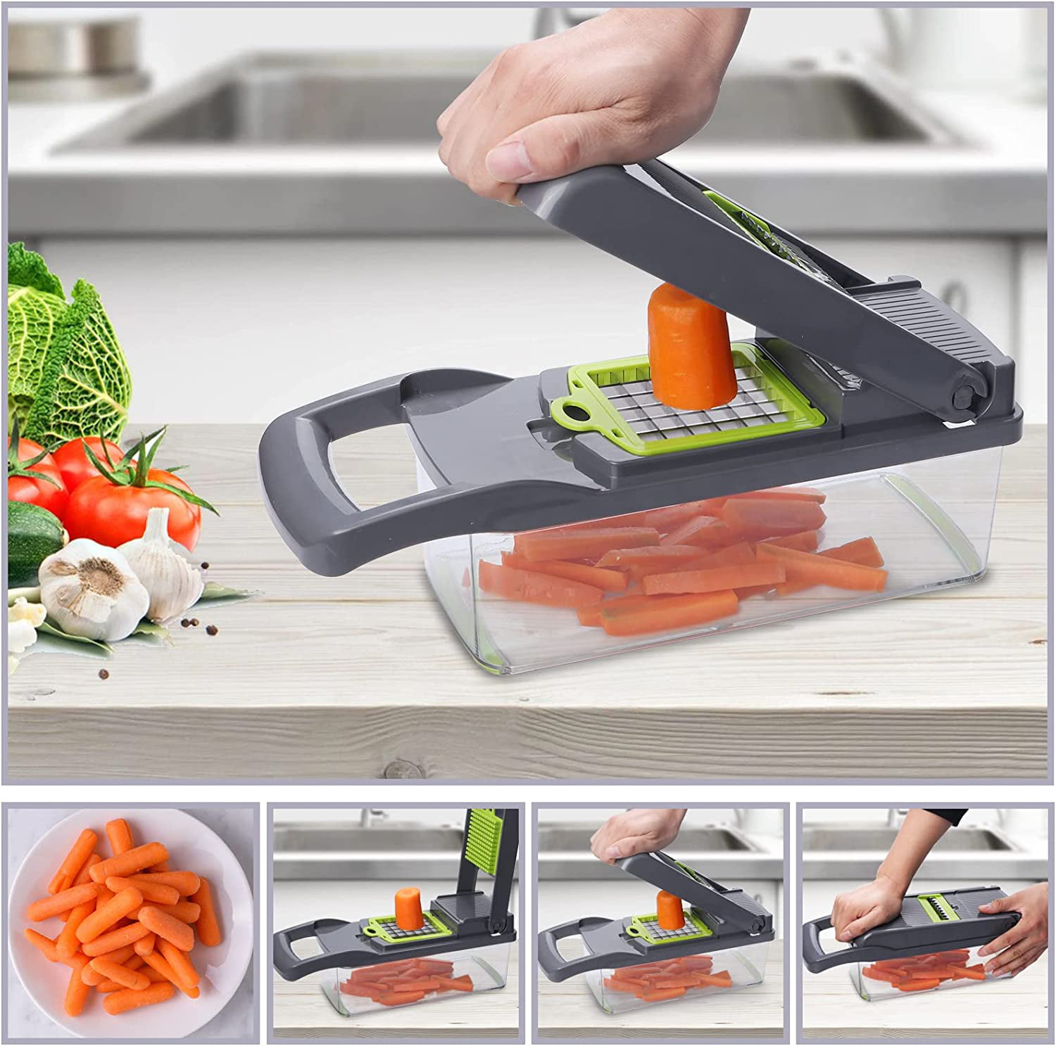 Vegetable Chopper, Artbros Veggie Chopper 13 in 1 Multifunctional Vegetable  Cutter, Onion Food Chopper with Container, Cheese Grater Mandoline Slicer
