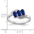 thumbnail image 4 of 925 Sterling Silver Polished Rhodium Sapphire and Diamond Ring Size 8 Measures 2mm Wide - Ring for Women, 4 of 7