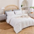 thumbnail image 3 of DBOZE Cotton Blend Bed in a Bag 5 Pieces Comforter Sets, All Season bedding Sets with Comforter, Flat Sheet, Fitted Sheet and Pillowcases(White,Oversize King), 3 of 10