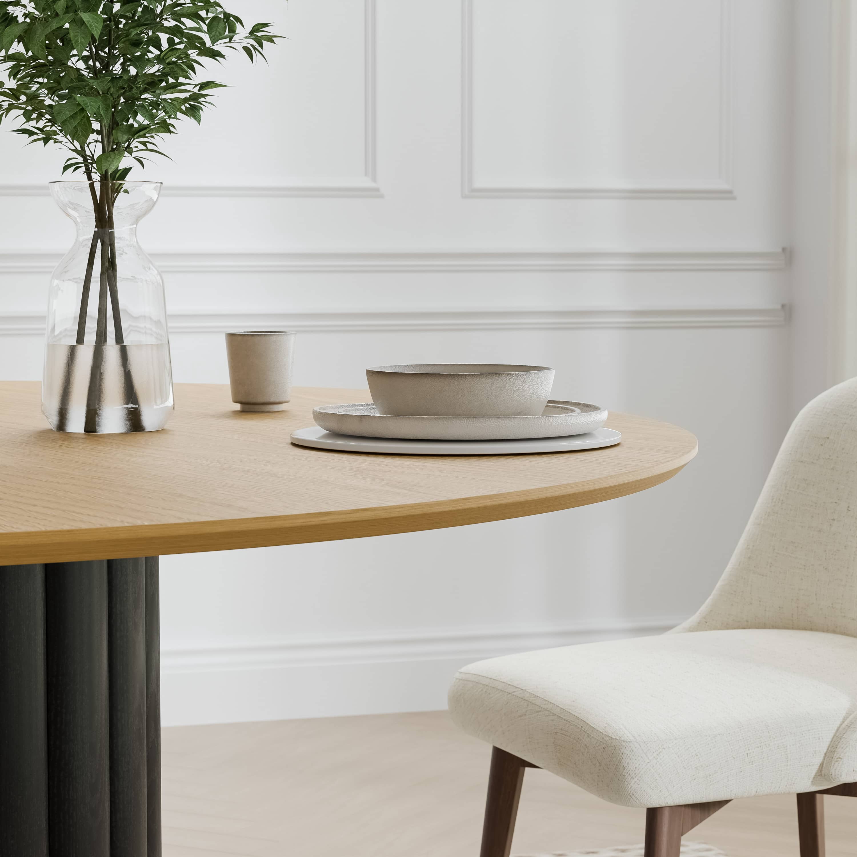 MAYEERTY 46" Rustic Dining Table Mid-Century Round Wood Kitchen Table for 4 People, Dining Room Living Room