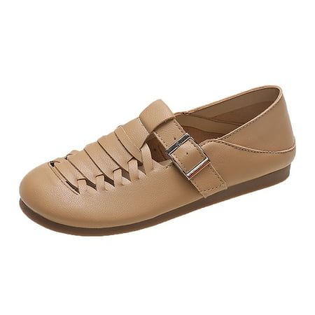 

Youmylove 2023 Summer Leisure Casual Flat Sole Single Shoe Hollow Out Woven Casual Shoes Cozy Comfy Footwear