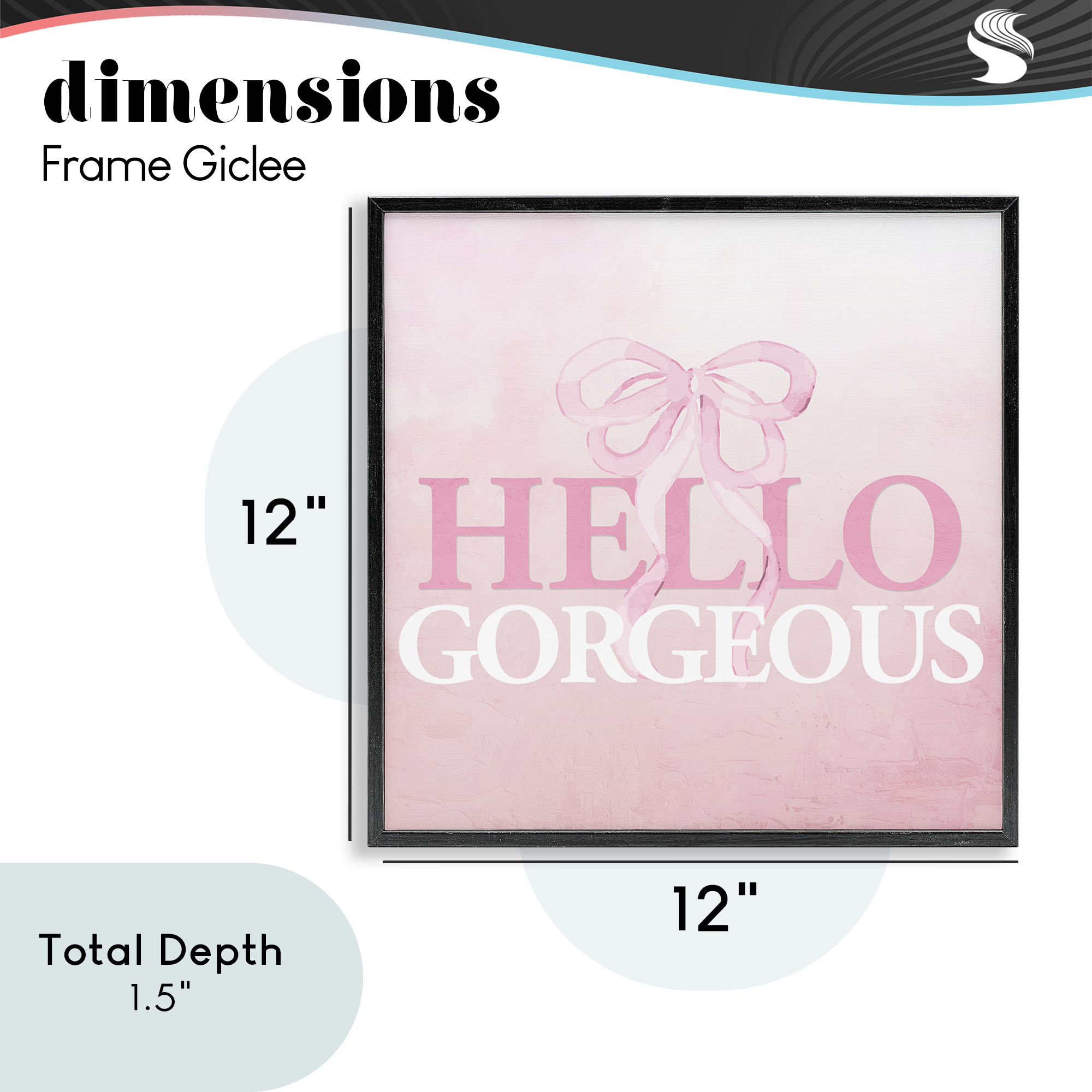 Feminine Hello Gorgeous Black Framed Giclee Art, design by Kim Allen