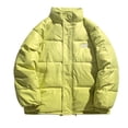 thumbnail image 1 of Gibobby Chaqueta acolchada ligera para hombre Abrigo de invierno para hombre, cálido, de felpa, con bolsillo sólido, cuello levantado, manga larga, cremallera(Amarillo,CH), 1 of 4