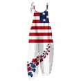 thumbnail image 3 of JULMCOMO American Flag Jumpsuits for Women 1776 Plus Size Cotton Linen Sleeveless Patriotic Overalls Spaghetti Straps Independence Day Wide Leg 4th of July Outfits with Pockets White 3XL, 3 of 6