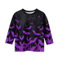 thumbnail image 4 of Abcomgle Girls Halloween Shirts 5t Spooky Bat Graphic T-Shirts for Girls Crewneck 3/4 Sleeve Shirts for Kids Fall Funny Holiday Top for Girls,11-12 Years, 4 of 5