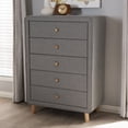 thumbnail image 3 of Baxton Studio Jonesy Mid-Century Fabric Upholstered 5-Drawer Chest, Multiple Colors, 3 of 5