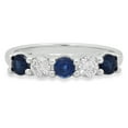 thumbnail image 2 of Dazzlingrock Collection 10K Round Blue Sapphire, White Diamond Ladies Wedding Ring White Gold Size 5, 2 of 3