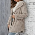 thumbnail image 7 of TKLPEHG Long Fleece Jacket Women Long Sleeve Hooded Winter Coat Oversized Hoodies Button Warm Trendy Outwear (Khaki,M), 7 of 7