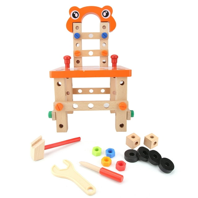 Child DIY Assemble Simulated Repair Tools Screw Nut Early Educational Chair ToyOrange