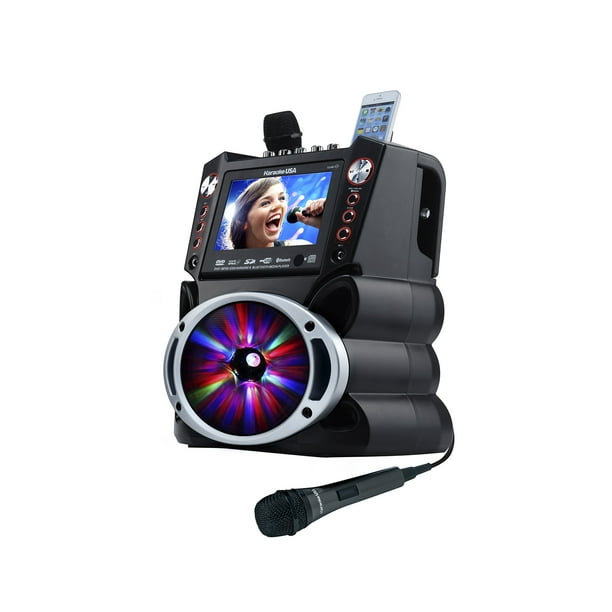 Sistema de karaoke Karaoke USA GF845 con pantalla de 7 pulgadas con 2 micrófonos