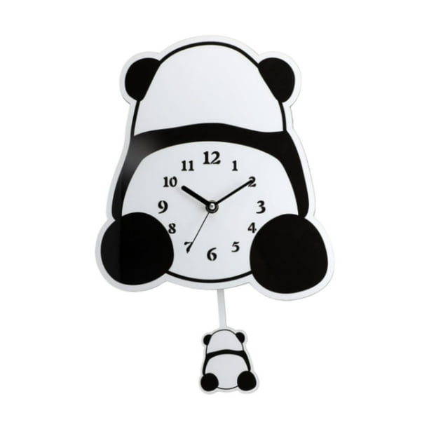 Reloj de pared con diseño de panda, reloj colgante de pared, reloj decorativo moderno, reloj silencioso para interiores, habitaciones de niños,