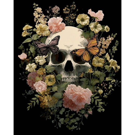 Paint by Numbers for Adults Kids Beginner Flower Burial Skull DIY Acrylic Painting by Numbers Kits with Brushes Acrylic Pigment Home Decoration Gifts 16 x 20 inch