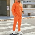 thumbnail image 4 of Mens Sweatsuits Casual Solid Color Hoodie and Sweatpants 2 Piece Set Loose Workout Athletic Sweat Suits Outfit Saffron XL, 4 of 9