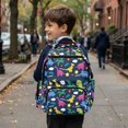 thumbnail image 4 of Yspwyqan Kids Backpack for School, 17" Large Capacity 600D Polyester Bookbag, Colorful Dino Flower Front Pocket Adjustable Straps Daypack for Middle School Travel Camping Hiking, 4 of 7