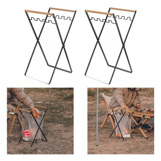 2x Soporte Plegable para Bolsa de Basura, Soporte para Clasificación de Residuos, Almacenamiento Portátil, Cubo de Basura, Soporte para Picnic, Cocina Sharpla Soporte de bote de basura