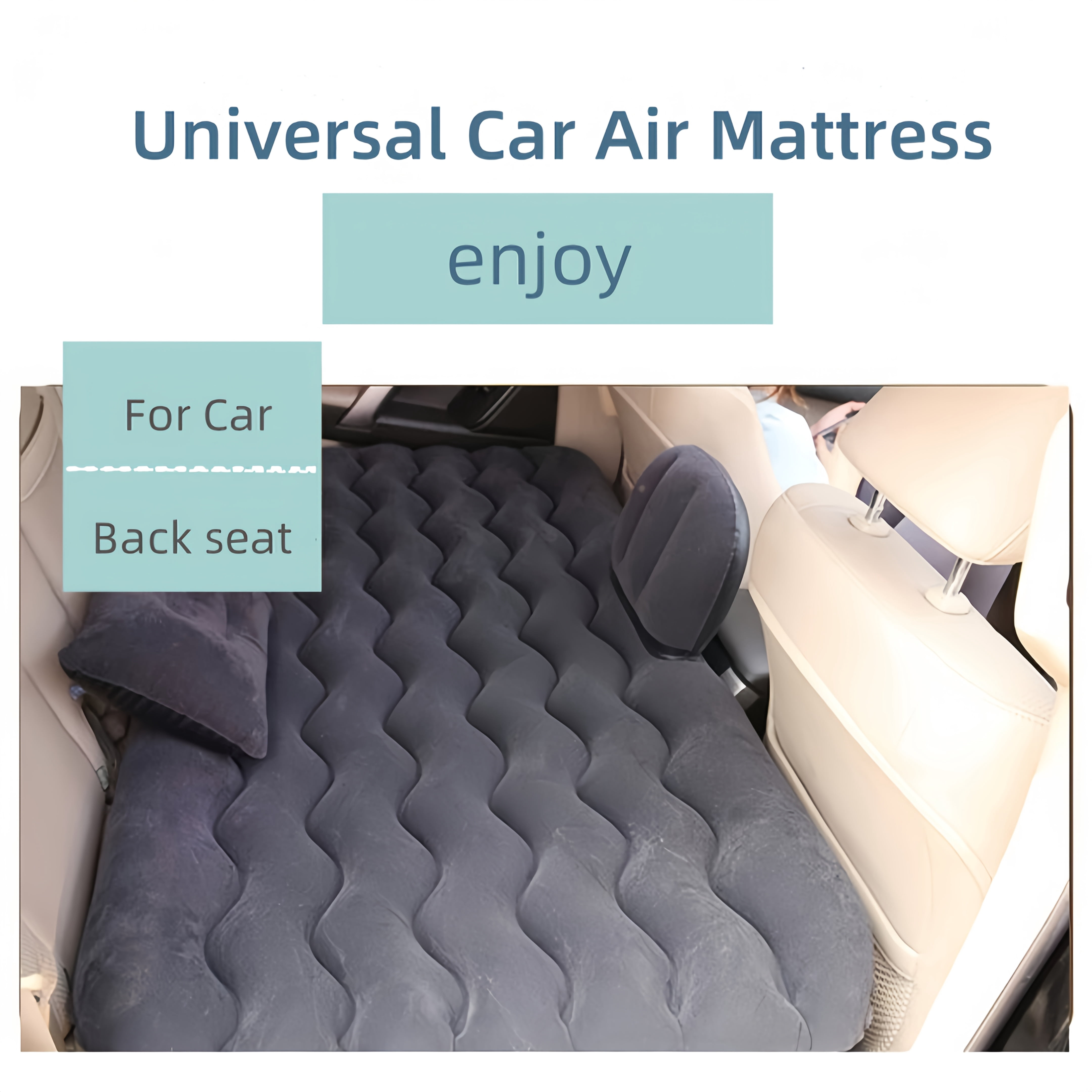 Inflatable Mattress for Car & Truck Back Seat, Portable Vehicle Air Bed for SUVs MPVs, Includes 2 Pillows, Ideal for Camping Road Trips Car Journeys Backpacking Hiking Outdoor Activities