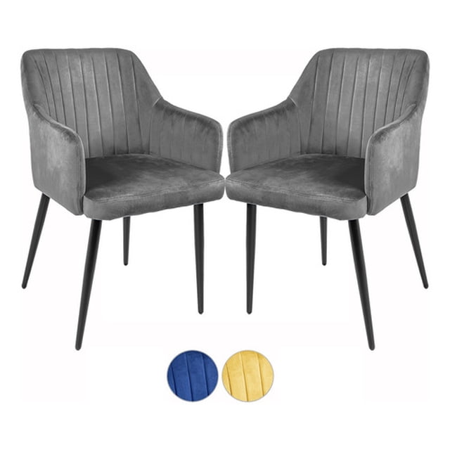 Set 2 Sillas Comedor Sillones Terciopelo Acolchadas Modernas