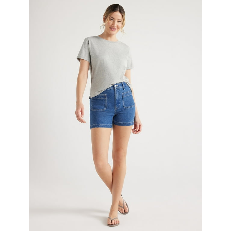 ★ ★ Women's Boxy Fit Short Sleeve T-Shirt 47C85 Free Assembly Women?s Cotton Cropped Boxy Tee with Short