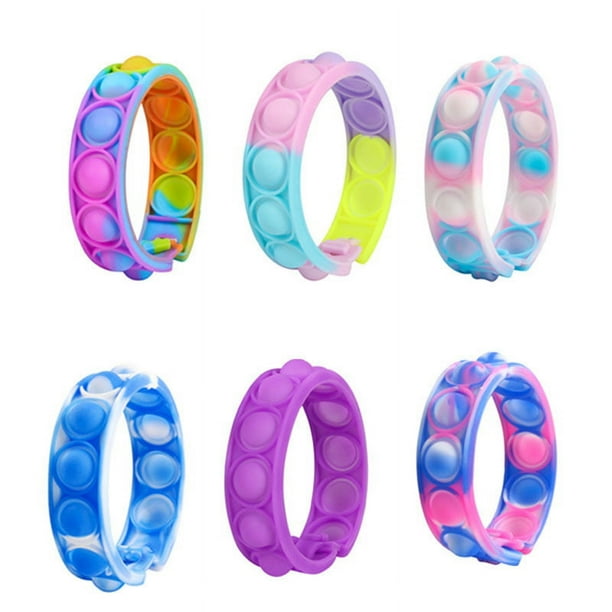 12 pulseras de juguete para inquietos, duraderas y ajustables, pulsera multicolor para aliviar el estrés para niños y adultos con autismo (color al azar)