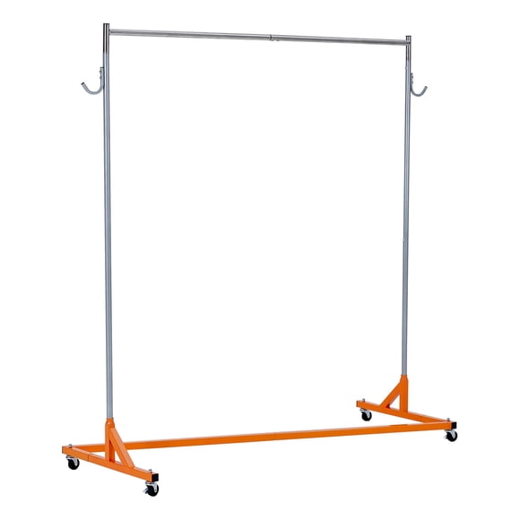 QinaQin Perchero tipo Z de uso rudo con ruedas con seguro, capacidad de 300 lb, barra sencilla de acero con ganchos, ideal para tienda o entrada