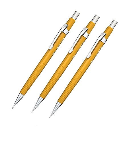 3 X Pentel Sharp Automatic Drafting Pencil, 0.9 mm, Yellow (P209G)