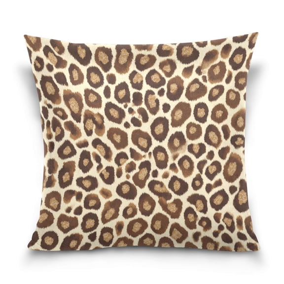 16" x 16" Decorative Throw Pillow Soft Double Sided Printed Pillow Cover Decorative with Hidden Zipper Brown Leopard Print Pattern