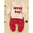 thumbnail image 5 of Jxzom Toddler Baby Boy Valentine's Day Outfit Lover Boy Embroidery Letter Sweatshirt Pullover Tops Jogger Pants Spring Clothes Set, 5 of 8