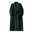thumbnail image 6 of TIWEKE Men Robe Winter New Half Flannel Men's Thickened Robe Long Furry Home Wear Bathrobe Man (Green,M), 6 of 6
