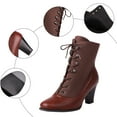 thumbnail image 6 of Mepaouo Vintage Ankle Boots for Women Kitten Heel Lace up Combat Booties Witch Oxford Wingtip Shoes, 6 of 9
