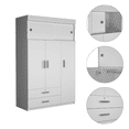 thumbnail image 4 of Chile Armoire, Rod, Three Door Cabinet, Two Drawers, Two Superior Adjustable Shelves, Metal Hardware- White White, 4 of 7