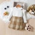 thumbnail image 2 of Skirt Set for Girls Size 6 Toddler Girl Clothes Outfit Shirt Top Plaid Mini Skirt Outfits Set Little Girl Dresses Kids Clothes for Girls 18M-8T, 2 of 8