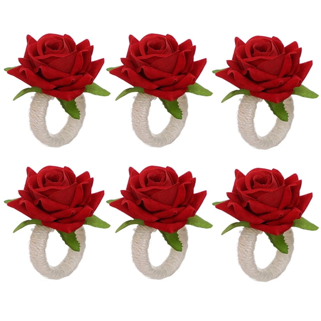 6 unidades rojo tamaño del producto: 8x6 cm 45 cm servilleta con flor de rosa champán hebilla servilleta tejida con cuerda de cáñamo creativa ANGGREK Otros