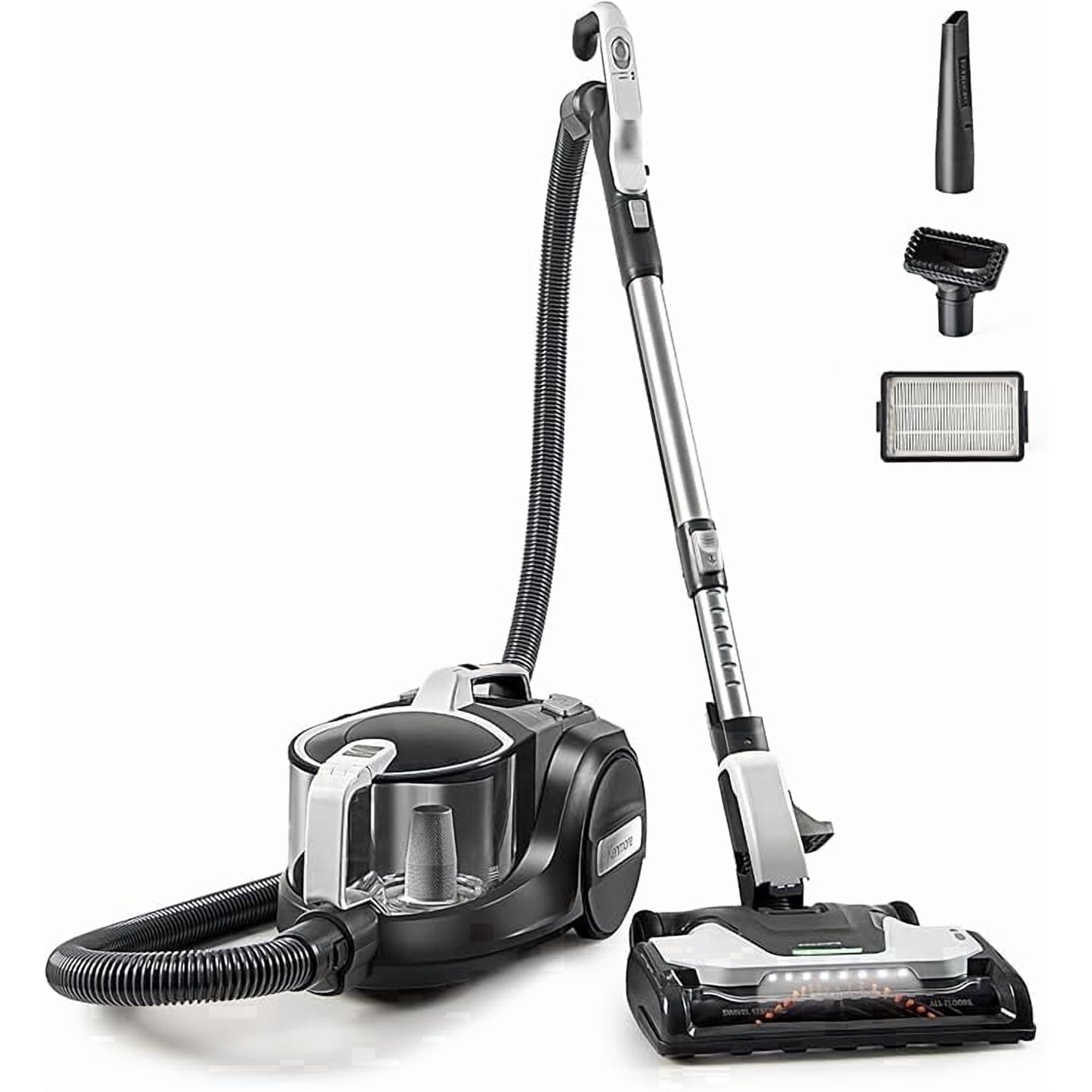 Kenmore DC5070.01 Upgrade 500 Series Bagless Canister Vacuum with Hair Eliminator Brushroll，2-Motor Cyclonic Technology, HEPA Filtration & 24' Auto Cord Rewind for Pet, Carpets, Hard Floors, Stairs