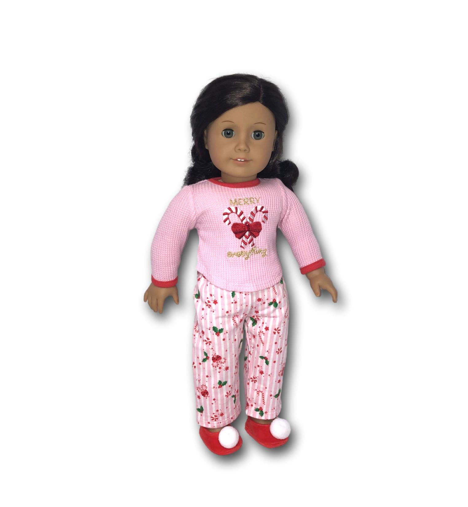 American Girl Truly Me Merry Everything PJs for 18-inch Dolls, 6+, Waffle-Knit Red, 3 Pieces