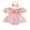 Pink, variant on Infant Baby Girl First Birthday Outfit 1st Years Old Birthday Summer Clothes Letter Embroidery Bow Print Short Sleeve Smocked Romper Dress Bow Headband Set