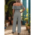 thumbnail image 4 of Women Striped Pleated Jumpsuits Dressy Summer Suspender Wide Leg Pants Rompers Overalls Black XL, 4 of 7