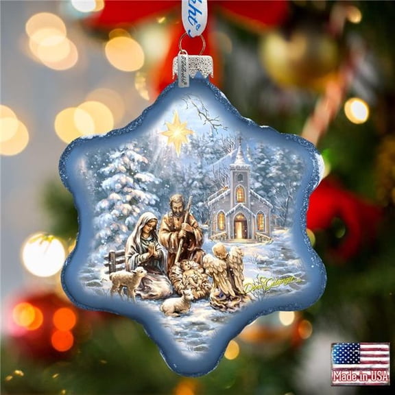 G. Debrekht 754-101-DG Nativity at the Chapel Glass Ornament by D. Gelsinger - Nativity Holiday Decor