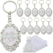 12pcs Baptism Recuerdos Para Bautizo gravados First communion Bautizo Recuerdos (silver trim)