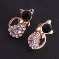 thumbnail image 2 of Pendientes con owknot gato brilnte Pendientes otón y negro Hugo Pendientes de oreja de gato, 2 of 8