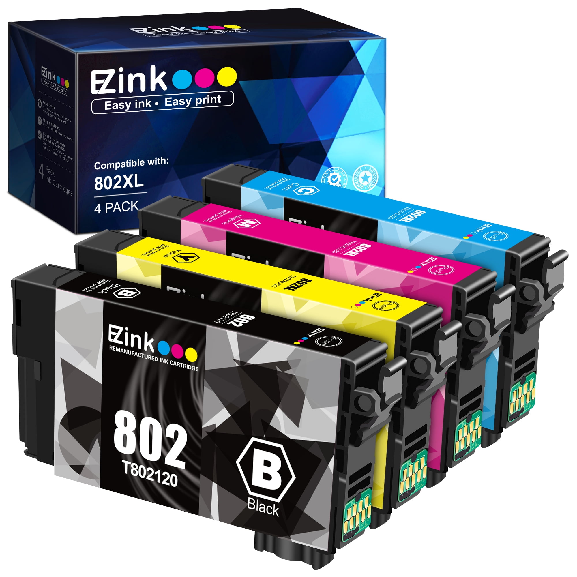 LEMERO Remanufactured Ink Cartridges Replacement for Epson 802XL 802 T802XL T802 to use with Workforce Pro WF-4740 WF-4730 WF-4734 WF-4720 EC-4020 EC-4030 Printer Black, 2-Pack 