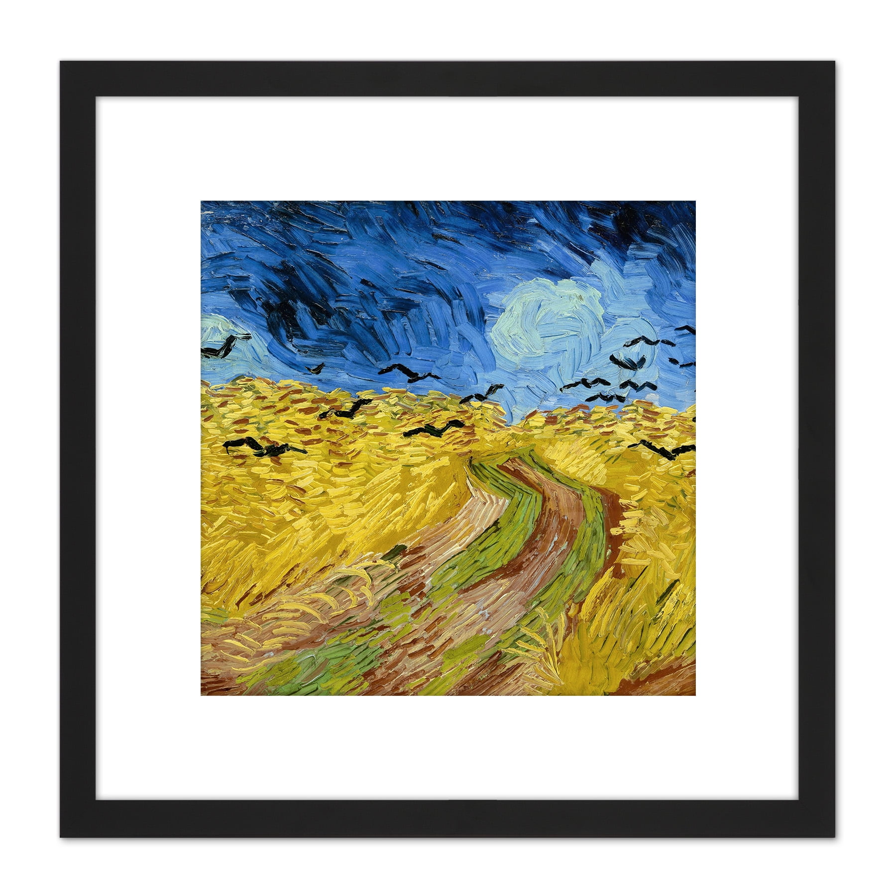 Quadro Artery8 Van Gogh – Campo Di Grano Con Corvi – Stampa D'arte Incorniciata A4 (21x29,7 Cm) – Cornice Nera/marrone/grigio/rovere/bianco
