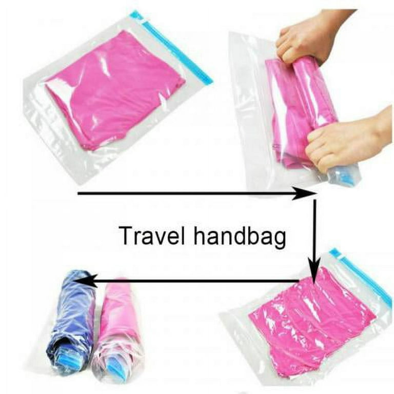 Compression Bags for Travel - Roll-Up Space Saver Vacuum Storage Bags - No  Vacuum or Pump Needed - Reusable Vacuum Seal Bags for Clothing
