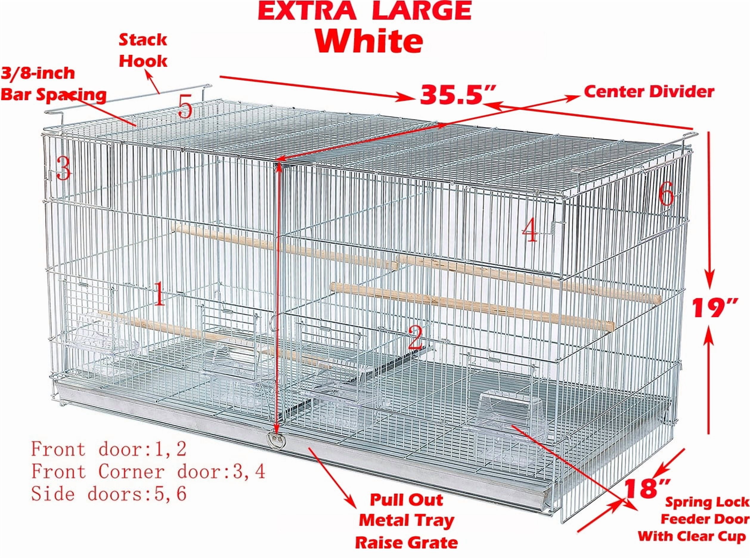 Two of EXTRA LARGE 36" x 18" x 19"H Stack & Lock Double Breeding Breeder Flight Bird Cage Removable Center Dividers Side Breeding Nest Box Doors