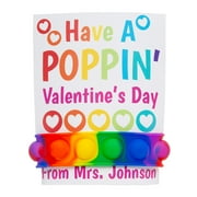 Fun Express Personalized Lotsa Pops Popping Toy Rainbow Bracelet Valentine Exchanges with Card, 24 Pieces