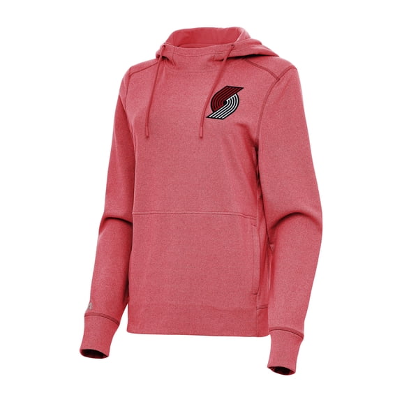 Women's Antigua Heather Red Portland Trail Blazers Justice Pullover Hoodie