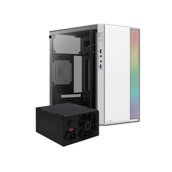 Gabinete ACTECK FUSION II GI440 Micro ATX Mini Torre Fuente 500W Acrilico Blanco AC-935760 Blanco
